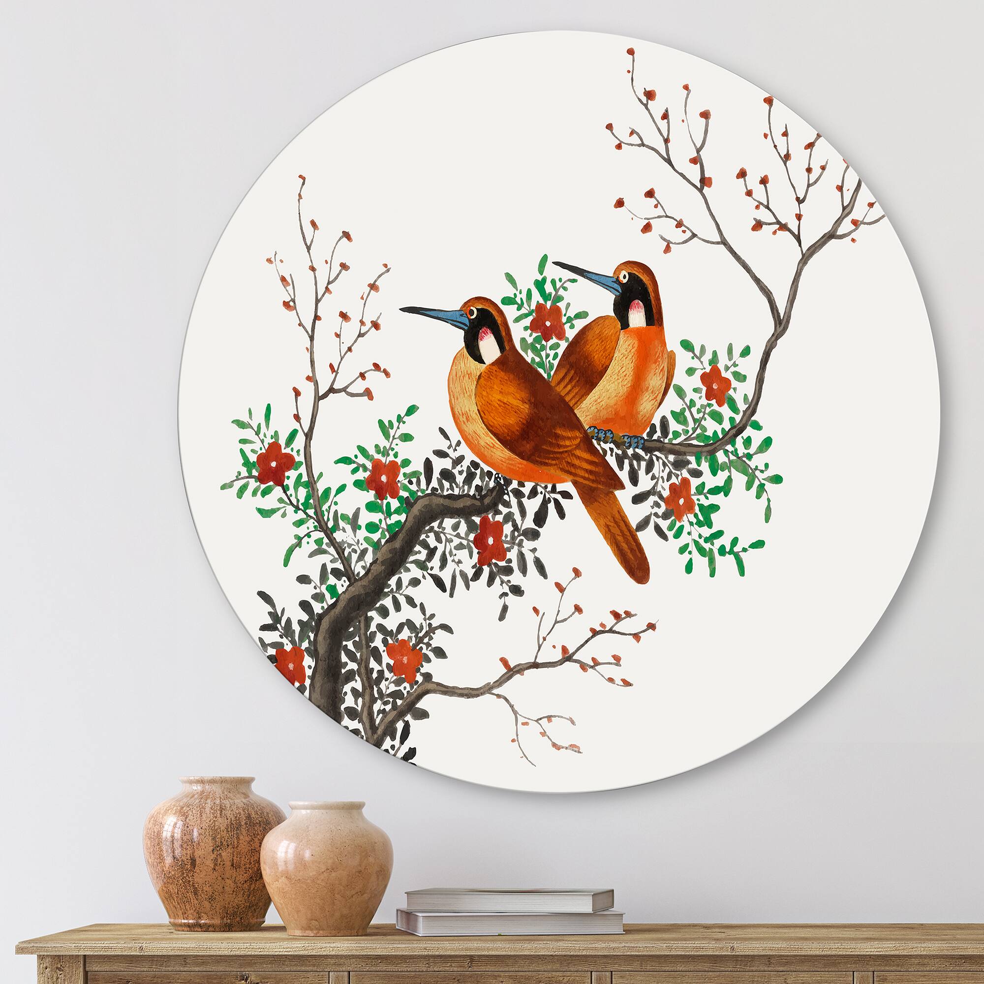 Designart - Two Chinese Birds On A Flowering Tree Branch